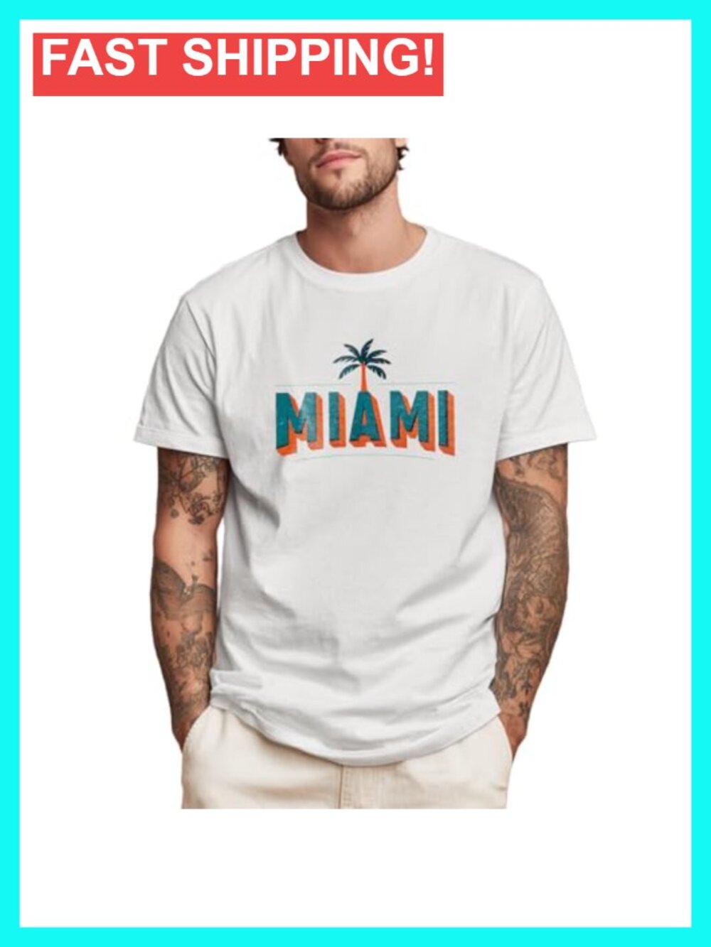 100% Cotton Short Sleeve Crewneck Graphic Tee for Men Summer Beach Gym